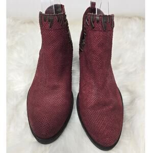 OTBT Santa Fe Boot Red Western Textured Ankle‎ Leather Women's Heal 3" Boots 8